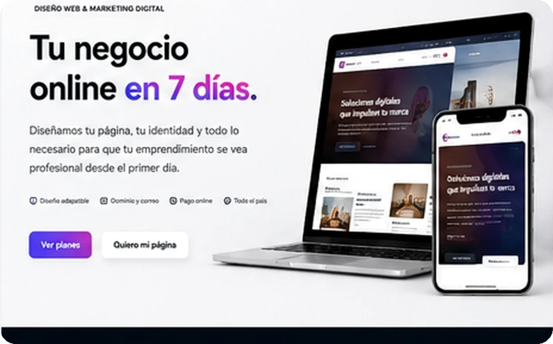 Vista del sitio web de GF Soluciones